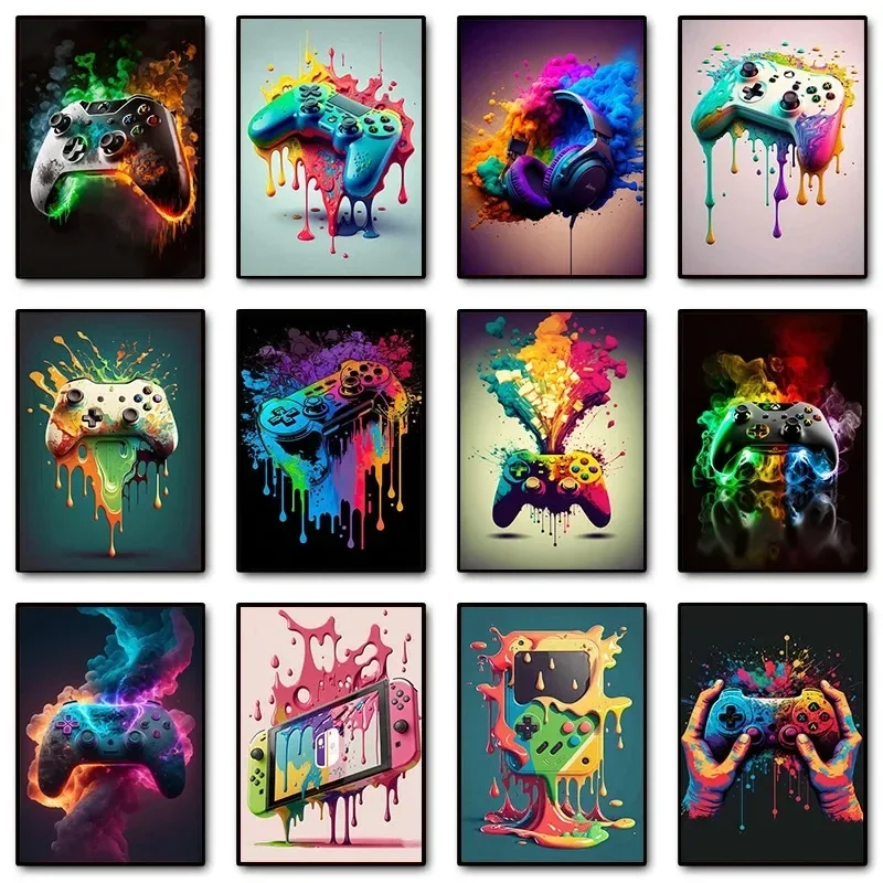 Gaming Accessories Wall - Arte Pop Colorido de Controladores de